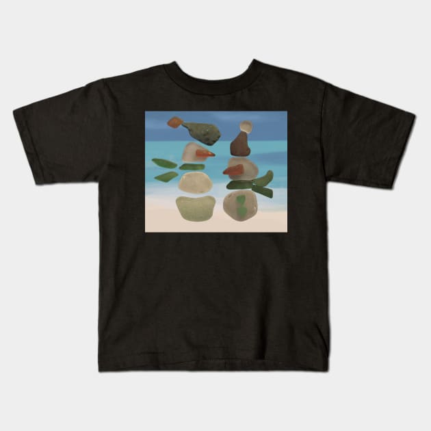 Finding Unexpected Sea Glass at the Beach Kids T-Shirt by aldersmith